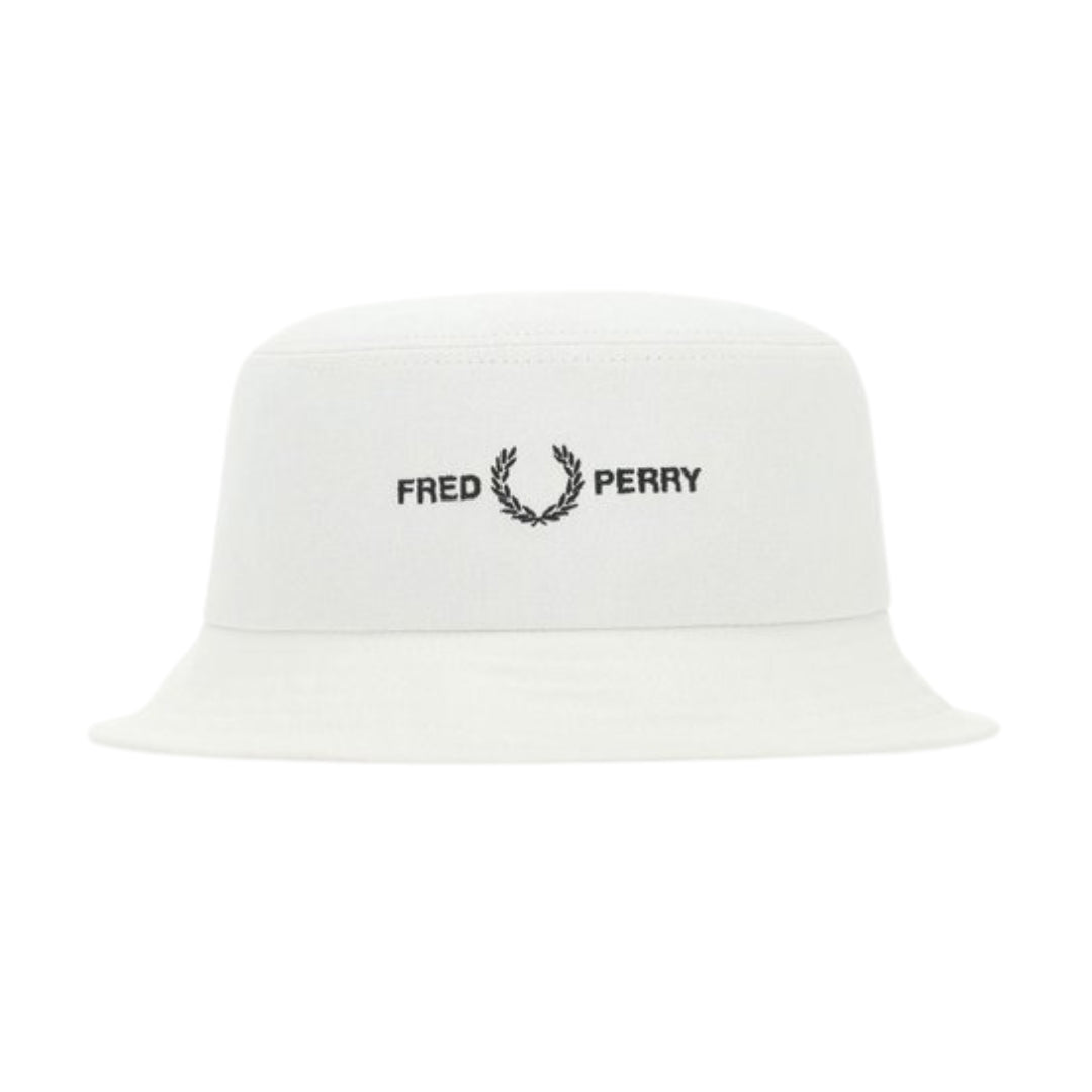 FRED PERRY HW4631 129 SNOW WHITE TWILL BUCKET HAT S