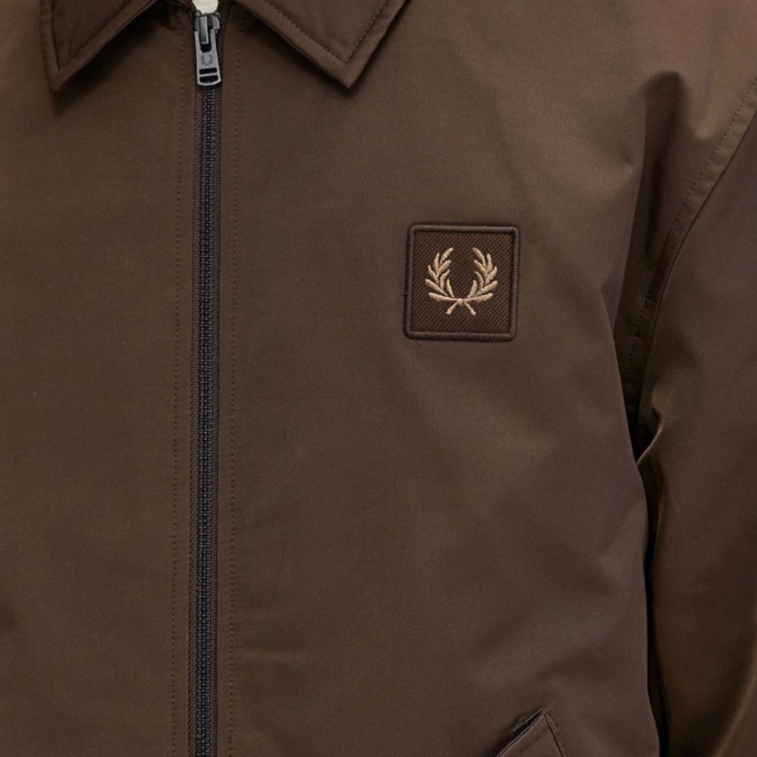 FRED PERRY J6522 Q21 BURNT TOBACCO QUILTED ZIP THROUGH JACKET S