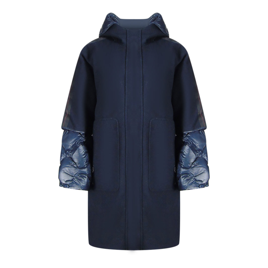 Parajumpers Joy Navy Blue Oversize Long Hooded Down Jacket S