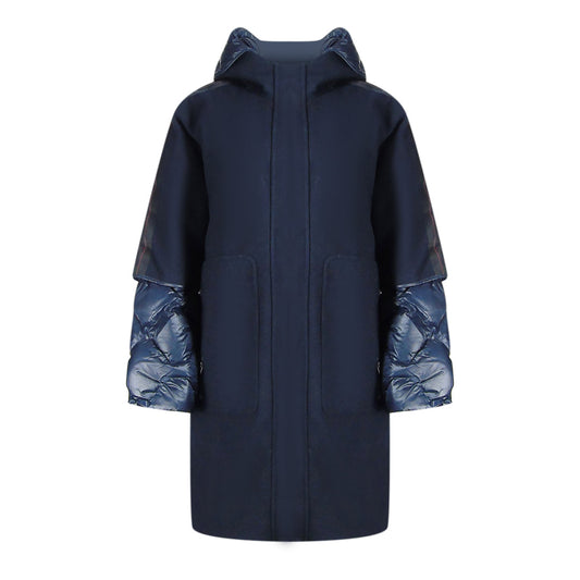 Parajumpers Joy Navy Blue Oversize Long Hooded Down Jacket S