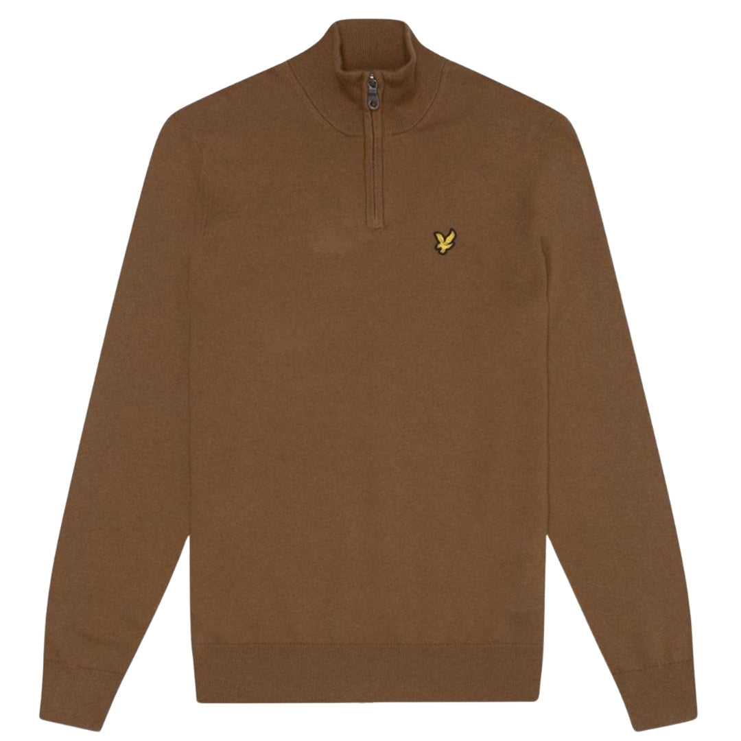 Lyle & Scott Plain Branded Cotton Merino Quarter Zip Wild Nettle Jumper S