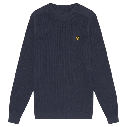 Lyle & Scott Plain Branded Ribbed Mock Neck Navy Night Jumper S