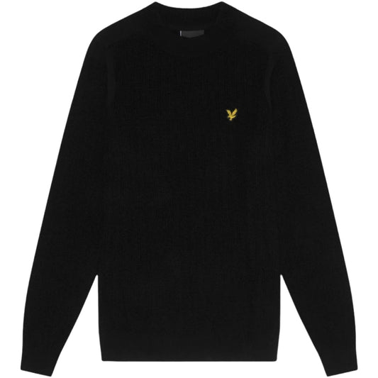 Lyle & Scott Plain Branded Ribbed Mock Neck Jet Black Jumper S