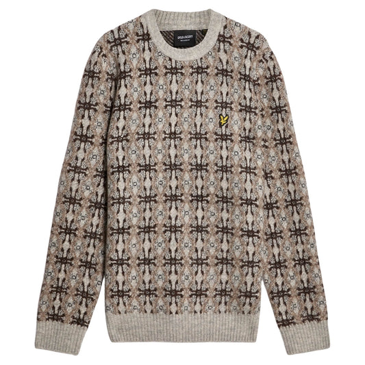 Lyle & Scott Grey Brushed Intarsia Crew Neck Jumper S