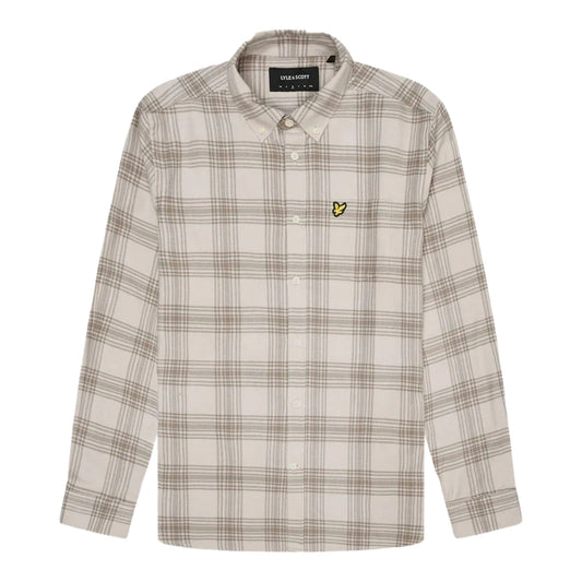 Lyle & Scott Tonal Check Long Sleeve Beige Flannel Shirt M