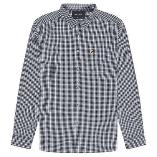 Lyle & Scott Checked Gingham Argyle Teal/Blue Long Sleeve Shirt S