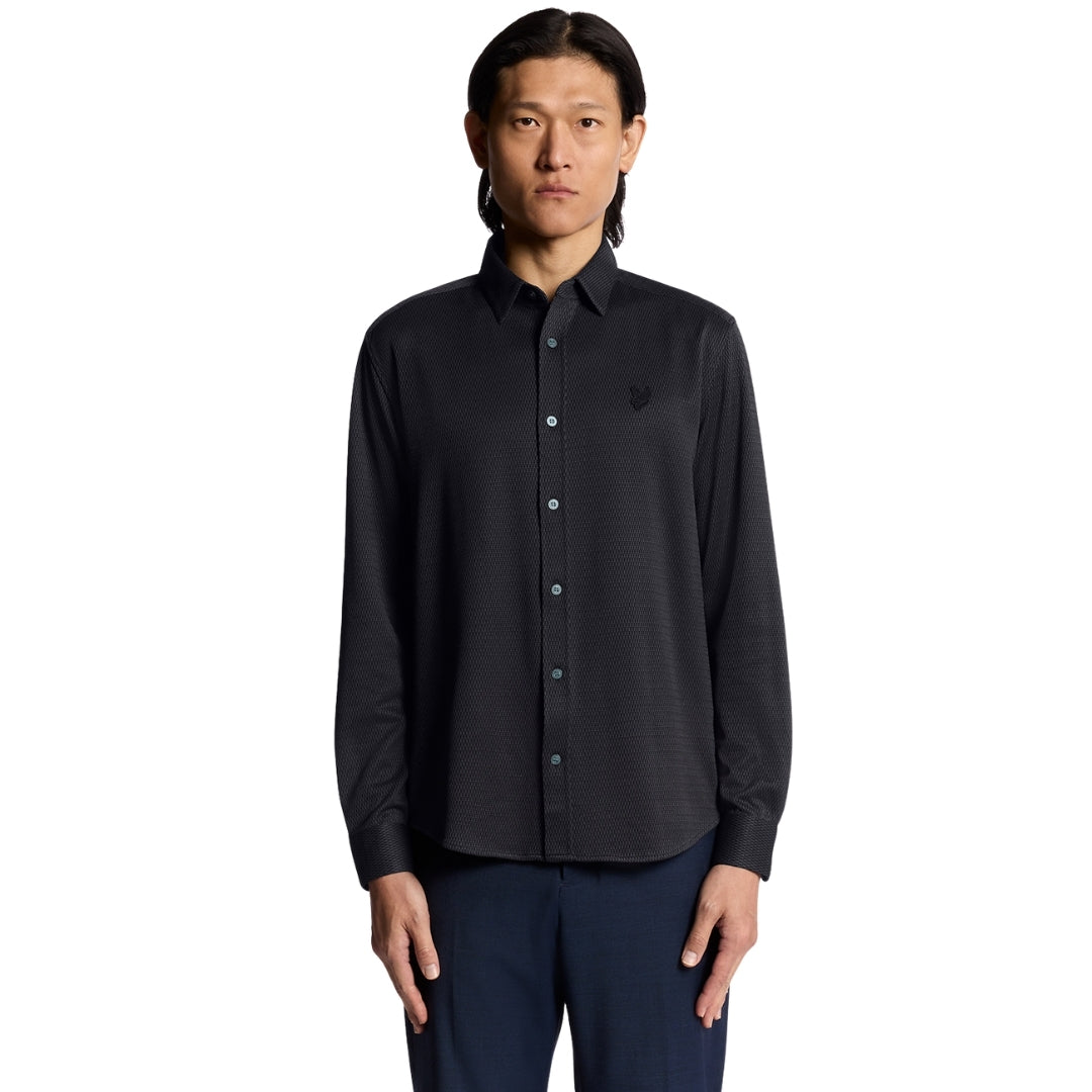 Lyle & Scott Navy Blue Jacquard Interlock Shirt S
