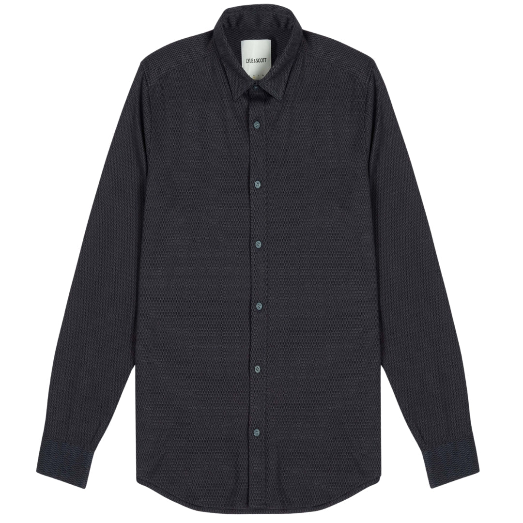 Lyle & Scott Navy Blue Jacquard Interlock Shirt S
