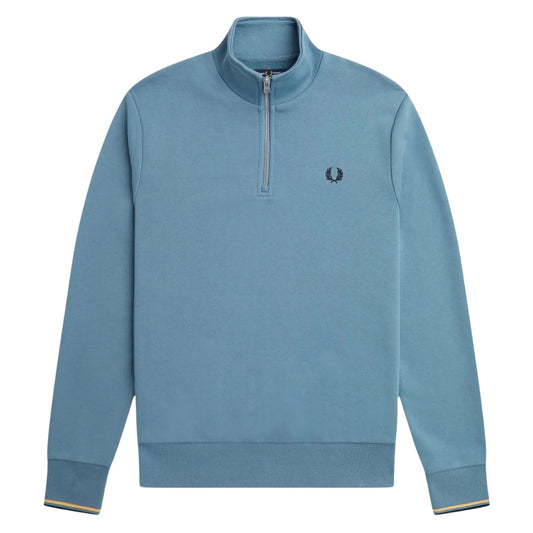 Fred Perry Twin Tipped Sleeve Ash Blue Half Zip Sweatshirt XS