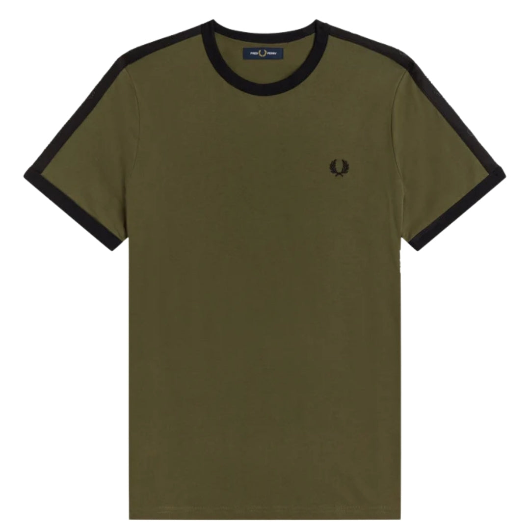 Fred Perry Tonal Tape Ringer Green T-Shirt