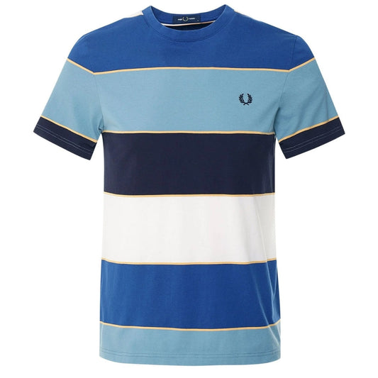 FRED PERRY M5608 N11 ASH BLUE BOLD STRIPE T-SHIRT M