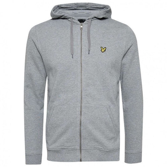 Lyle & Scott Plain Branded Mid Grey Marl Zip-Up Hoodie S