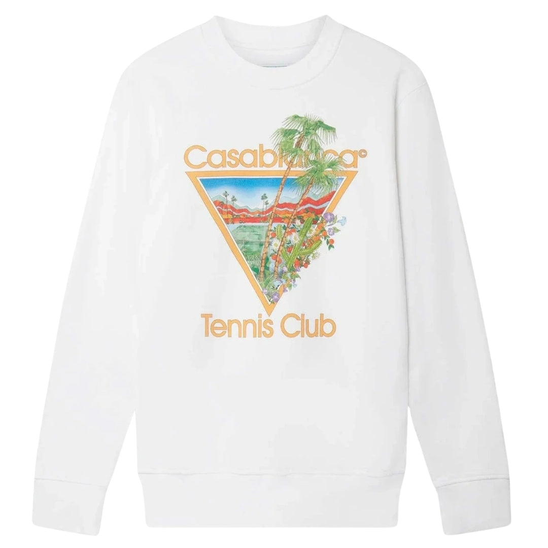 Casablanca Printed Sweatshirt Tennis Club Icon Orange White Ms22 Jtp 001 04 001 04 White Sweatshirts Mens