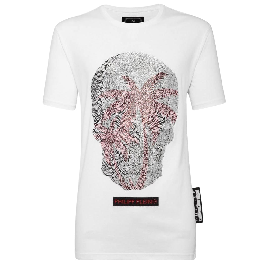 Philipp Plein Large Skull Motif White T Shirt