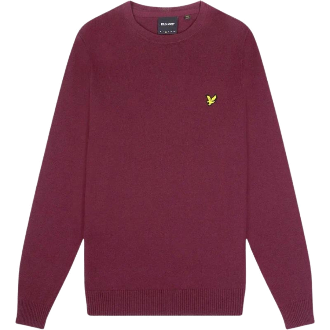 Lyle Scott Cotton Merino Rich Burgundy Pull Over Jumper