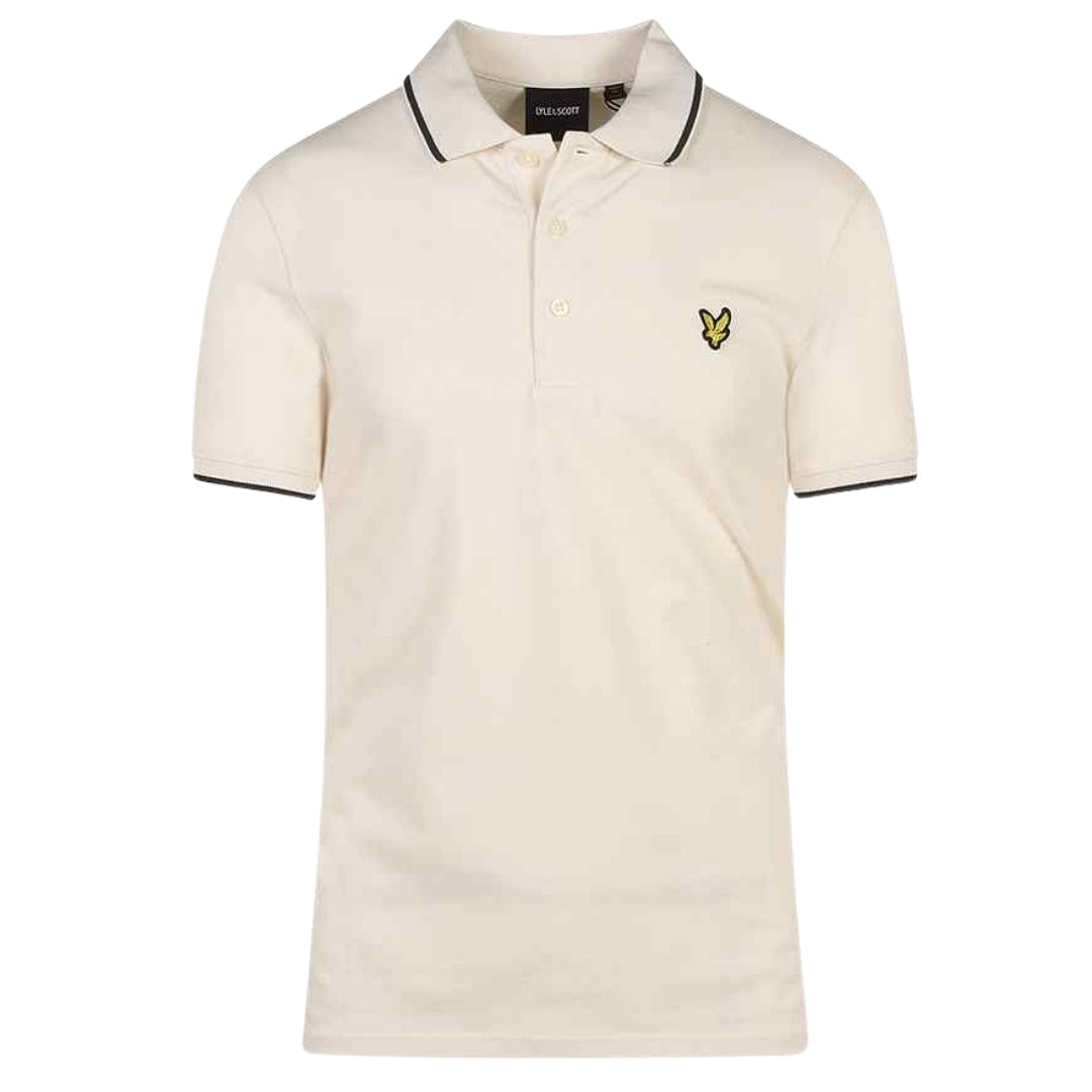 Lyle & Scott Tipped Collar Chalk Polo Shirt M