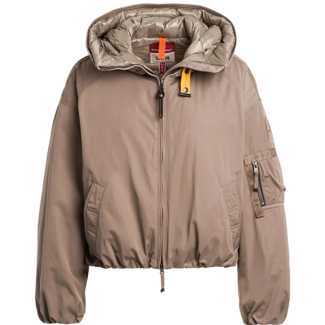 Parajumpers NAADZ PWJKIN31 776 Atmosphere Light Brown Oversize Down Bomber Jacket Womens S
