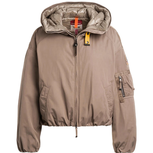 Parajumpers NAADZ PWJKIN31 776 Atmosphere Light Brown Oversize Down Bomber Jacket Womens S