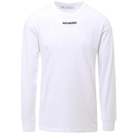 Off White Marker Logo White Long Sleeved Tshirt OMAB001E20JER0030125