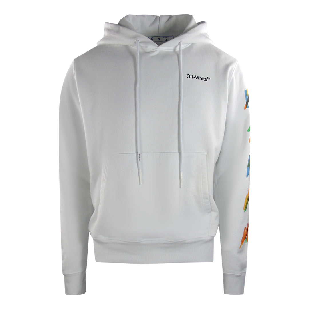 Off White Smr Print Logo Slim Fit White Hoodie