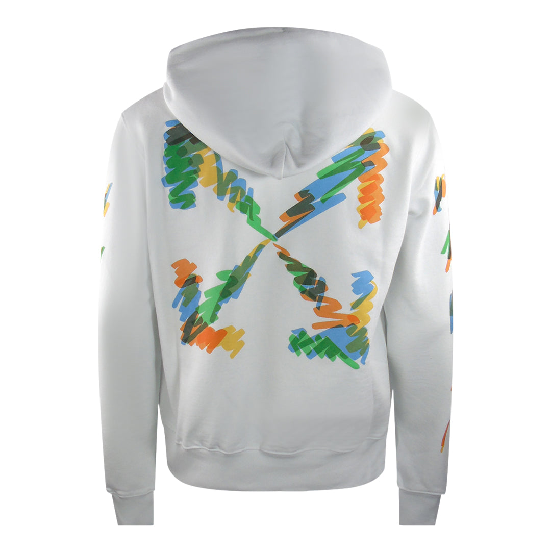 Off White Smr Print Logo Slim Fit White Hoodie