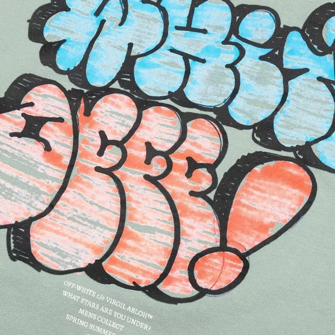 Off-White Graffiti Logo Green Hoodie XS