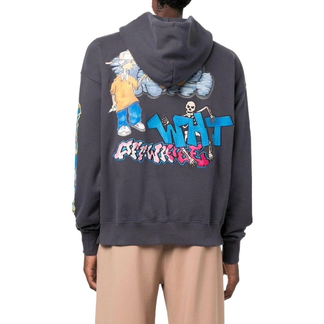 Off-White Graffiti Pupp Skate Hoodie Outerspace L