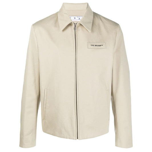 Off White Bounce Zip Up Blouse Dark Sand Omea331F22Fab0011700 Omea331F22Fab0011700 Beige Jackets Mens