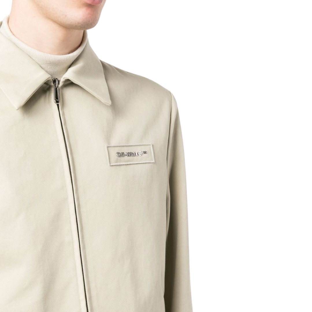 Off White Bounce Zip Up Blouse Dark Sand Omea331F22Fab0011700 Omea331F22Fab0011700 Beige Jackets Mens