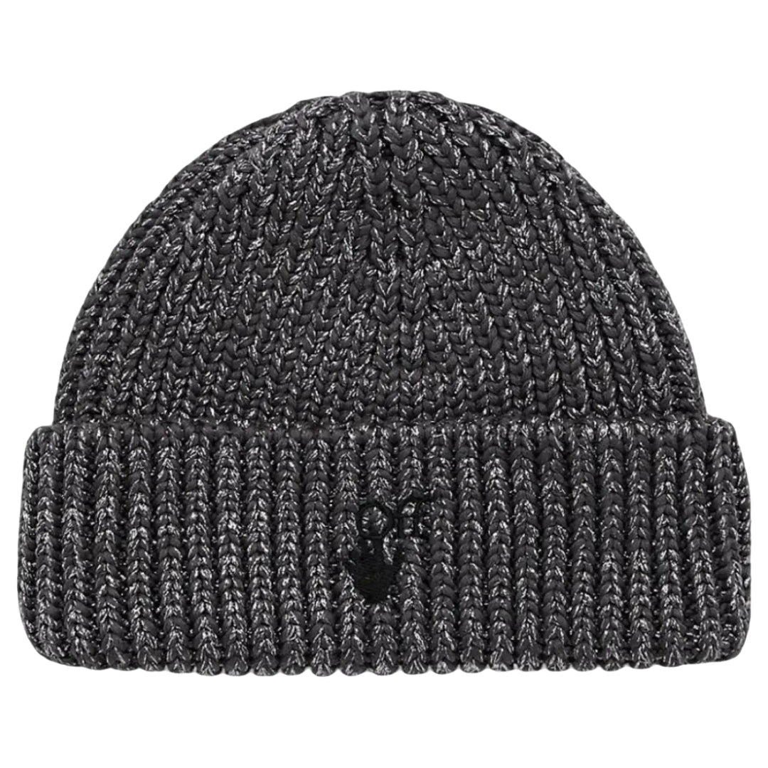 Off White Hand Off Logo Lurex Grey Beanie