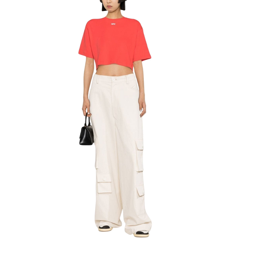 Off-White Logo Print Cropped T-Shirt M