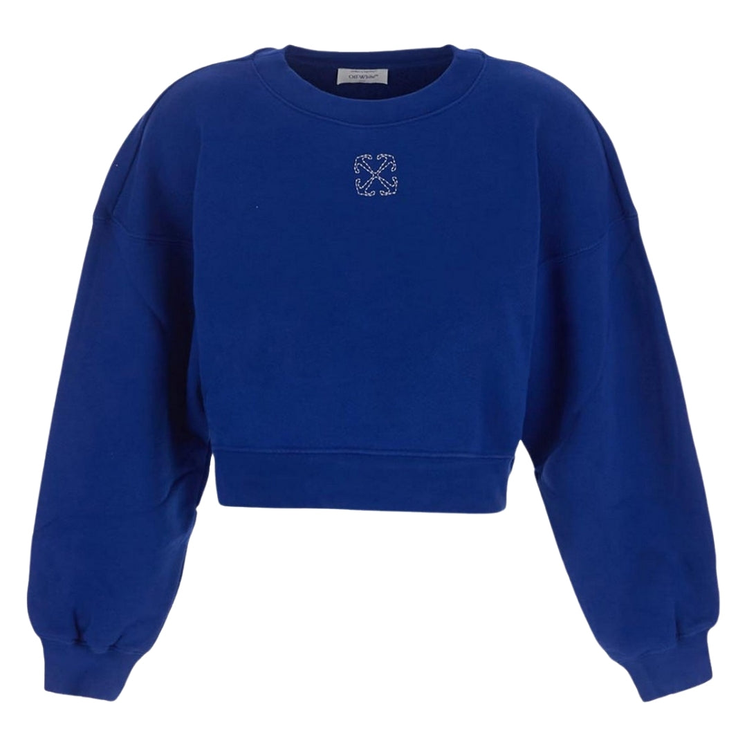 Off-White Embroidered Mini Arrow Cropped Crewneck Blue M
