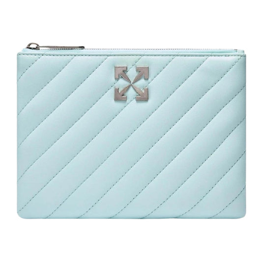 Off-White Jackhammer Flat Pouch Leather Blue Bag OWNS020S22LEA0014000