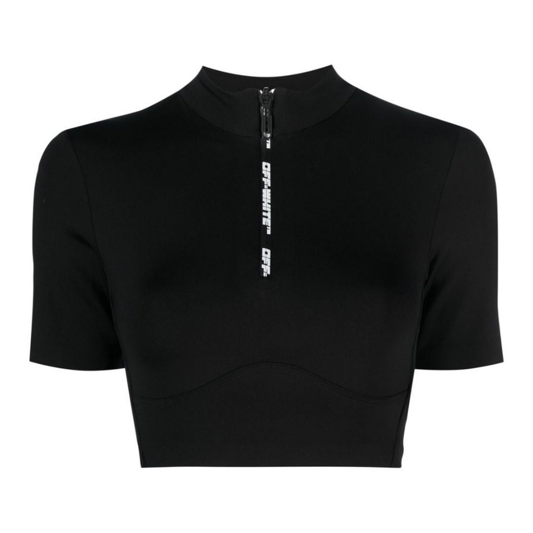 Off-White Zip Logo Crop Tee Black M
