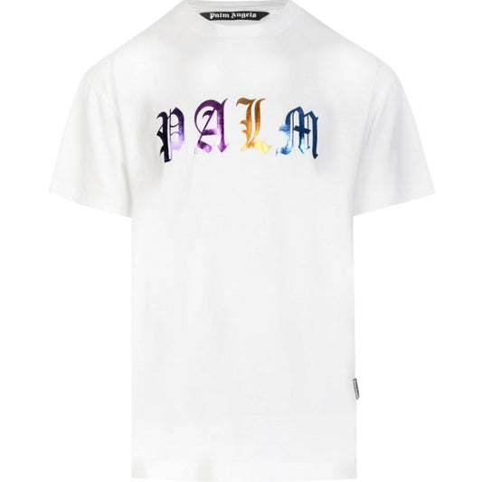 Palm Angels Multicolour Logo White T-Shirt S