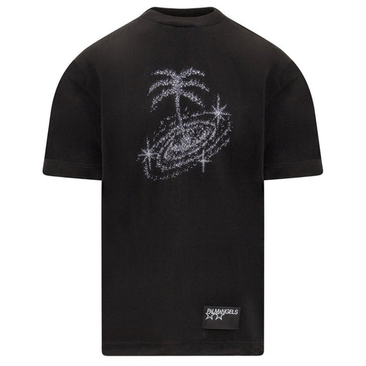 Palm Angels Glittered Galaxy Design Black T-Shirt XS