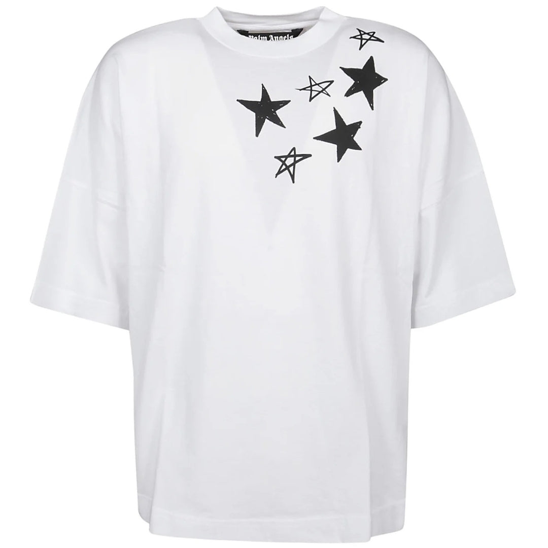 Palm Angels Shooting Stars Overlogo Oversize White T-Shirt XS