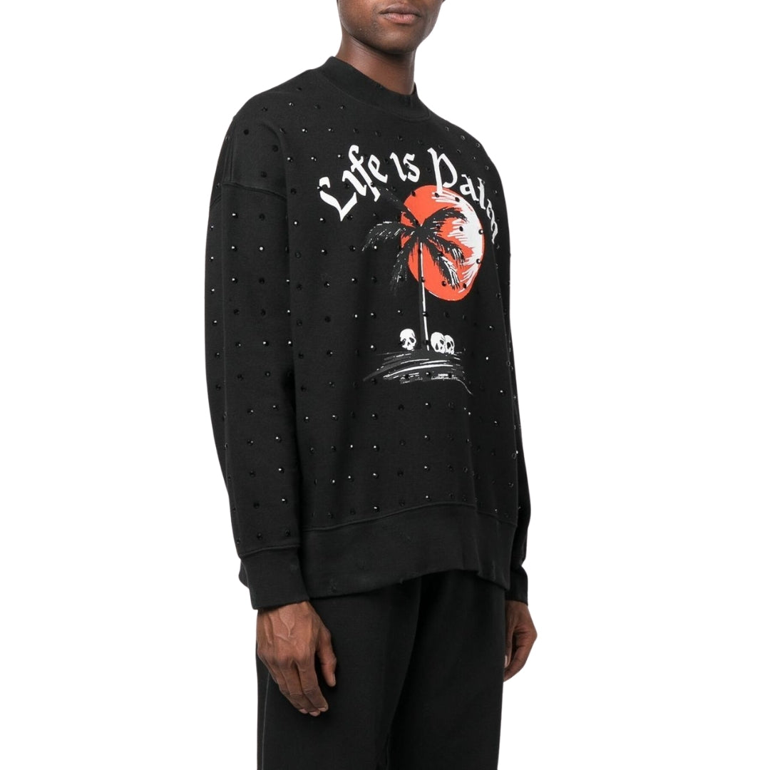 Palm Angels Gd Sunsetpalm Studded Crew Black XL