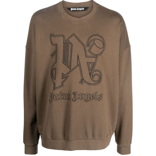 Palm Angels Pa Monogram Statement Crew Brown S