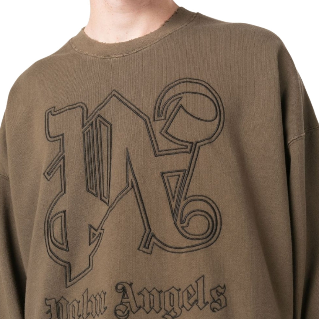 Palm Angels Pa Monogram Statement Crew Brown S