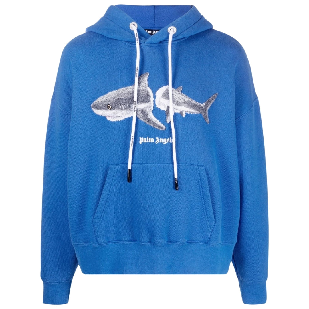 Palm Angels Shark Logo Bright Blue Hoodie