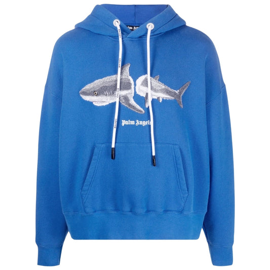 Palm Angels Shark Logo Bright Blue Hoodie