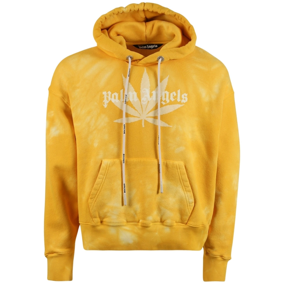 Palm Angels Leaf Tie Dye Hoodie Yellow S