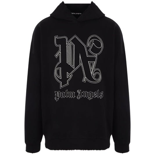 Palm Angels Monogram Statement Logo Black Hoodie S