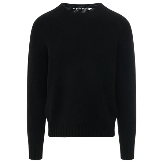 Palm Angels Curved Logo Black Knitted Jumper S