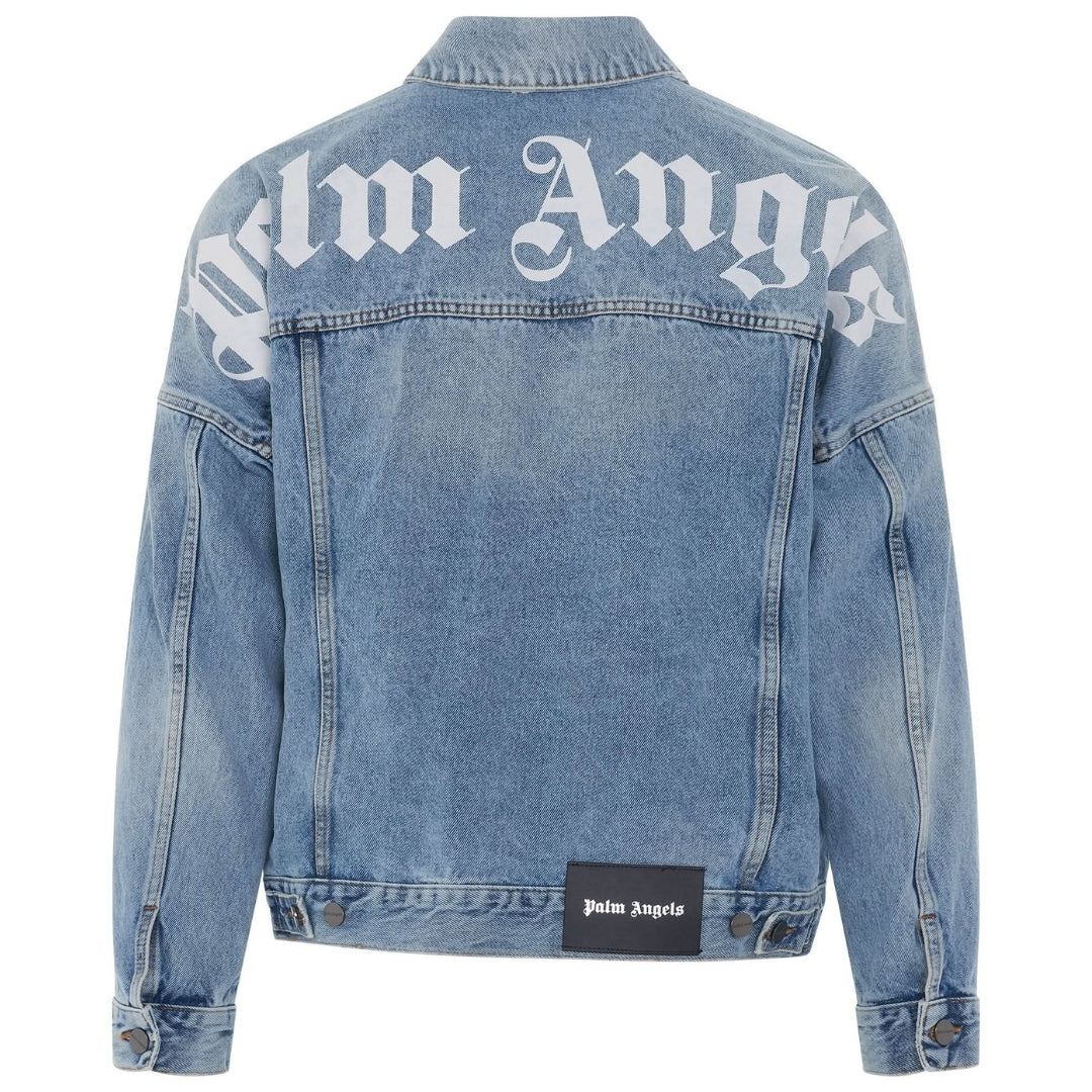 Palm Angels Back Logo Blue Over Denim Jacket XL