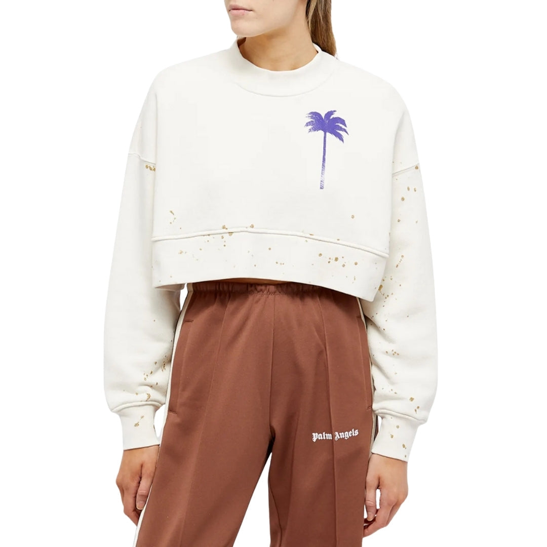 Palm Angels Pxp Painted Cropped Crewneck Butter L