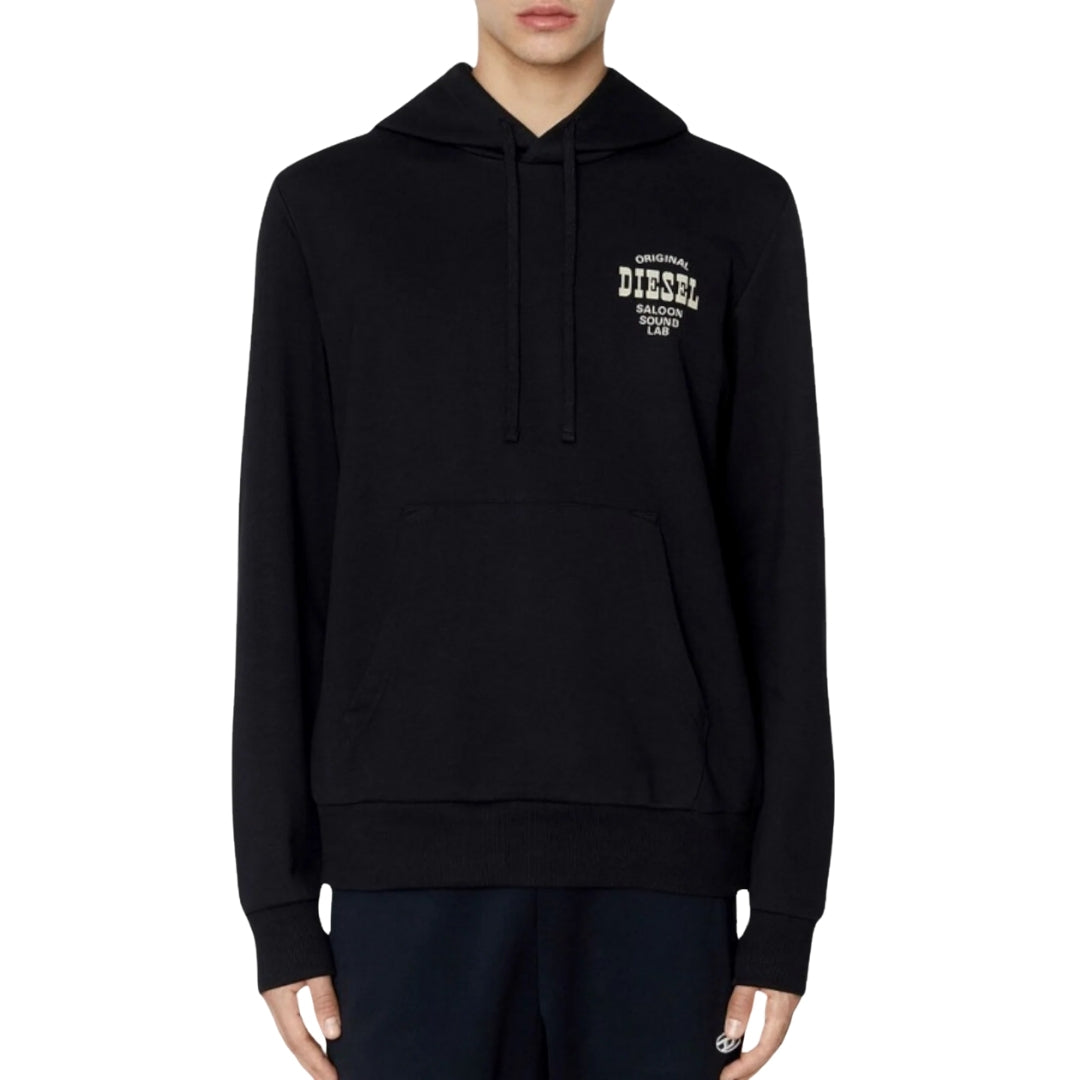 DIESEL S-GINN-HOOD-K28 9XX BLACK HOODED JUMPER MALE M