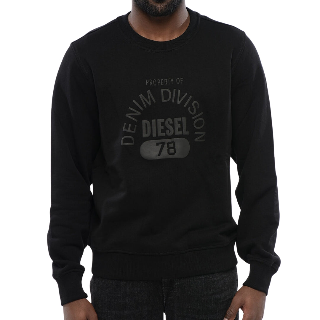 Diesel Denim Division Logo Black Sweatshirt-GINN LOGO E17 FELPA 9XX - Style Centre Wholesale