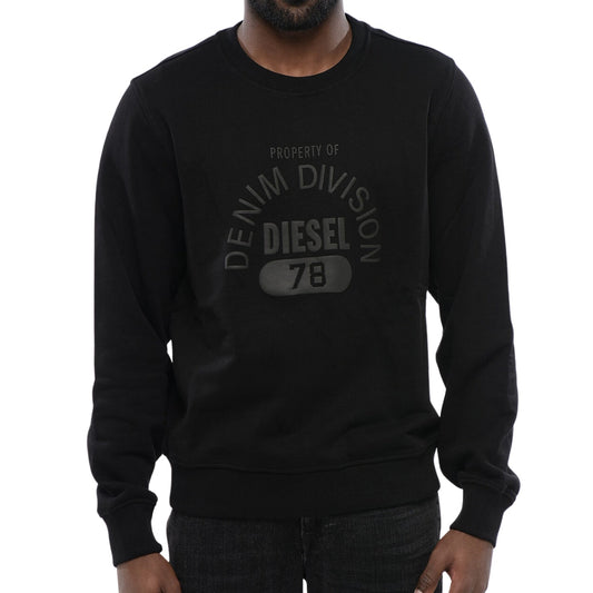 Diesel Denim Division Logo Black Sweatshirt-GINN LOGO E17 FELPA 9XX - Style Centre Wholesale